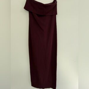 Elegant Strapless Burgundy Maxi Dress